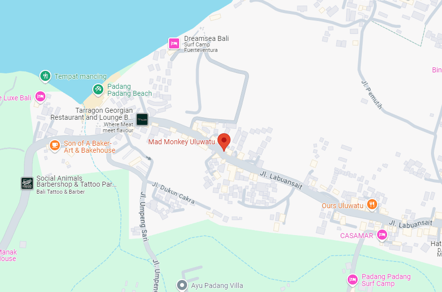 Map showing Jl. Labuansait No.72, Pecatu, Kec. Kuta Sel., Kabupaten Badung, Bali 80361